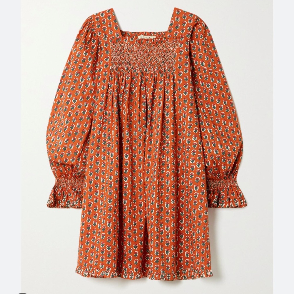 Doen Estee smocked floral print organic mini dress